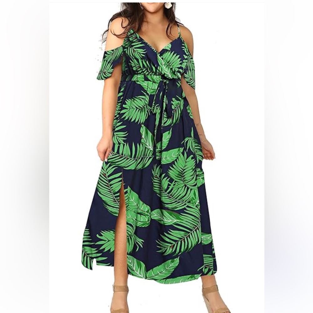 💚Green Tiered Puff-Sleeve All-Day Midi Swing Dress💚